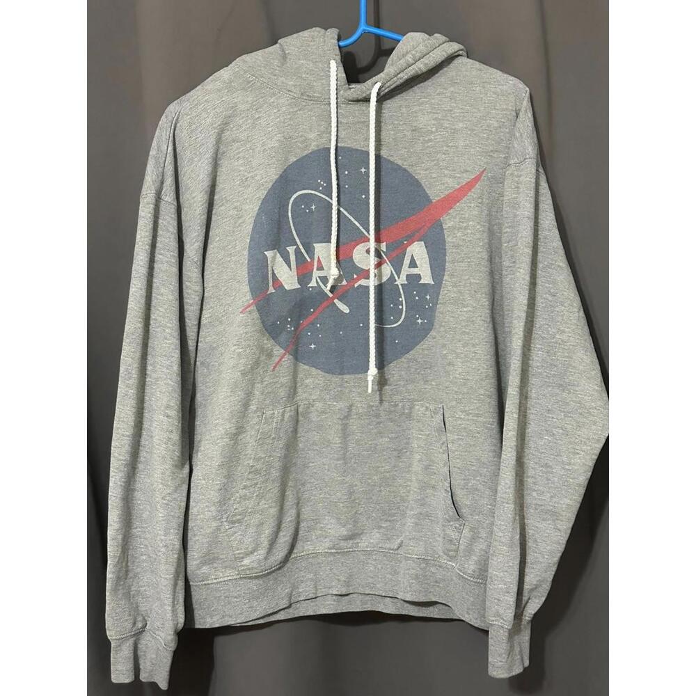 NASA Logo Gray Hoodie – Adult Size L – Space Graphic Sweatshirt